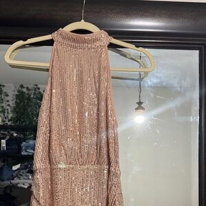 SHEIN Beige Sequin Top